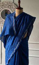 Load image into Gallery viewer, Women's Lakhnavi Handcrafted Chanderi Silk Chikankari Saree - HONC0340411