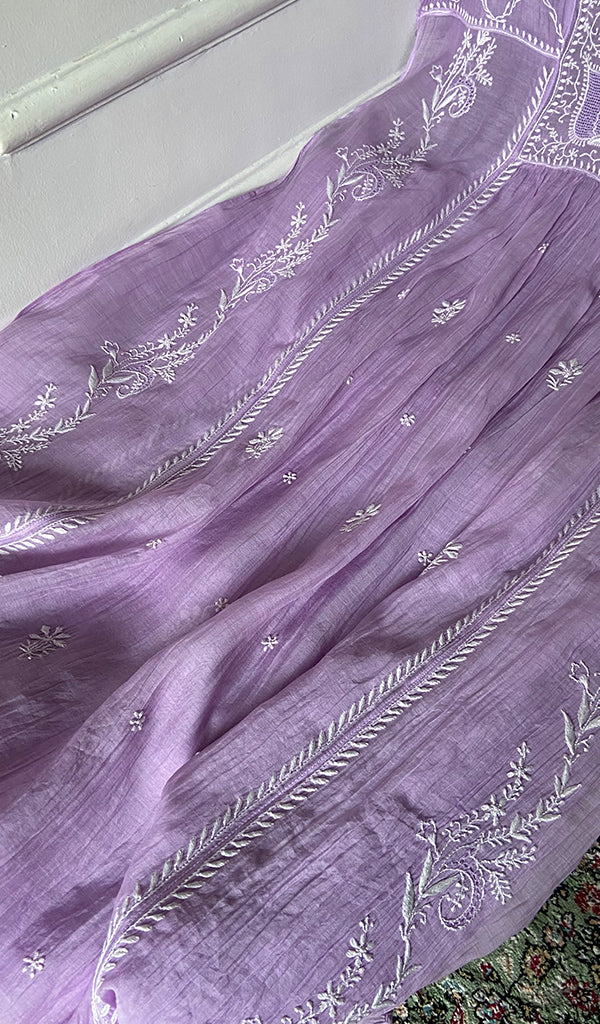 Saziya Women's Lakhnavi Handcrafted Mul Chanderi Semi - Stitched Kurta And Dupatta Set - HONC0333512