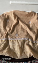 Load image into Gallery viewer, Women's Lakhnavi Handcrafted Mul Chanderi Unstitched Chikankari Full Suit Material - HONC0328323