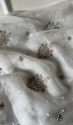 Load image into Gallery viewer, Women&#39;s Lakhnavi Handcrafted Pure Organza Chikankari Unstitched Kurta And Dupatta Set-  HONC02831111
