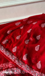 将图像加载到图库查看器中， Women's Lucknowi Handcrafted Faux-Georgette Unstitched Chikankari Suit Material - HONC0347549