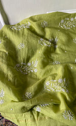 Load image into Gallery viewer, Women's Lakhnavi Handcrafted Mul Chanderi Unstitched Chikankari Full Suit Material - HONC0328322