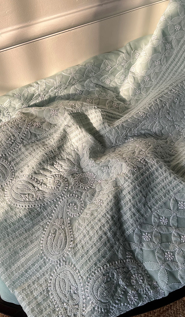 Women's Lakhnavi Handcrafted Unstitched Cotton Chikankari Suit Material - HONC0294085
