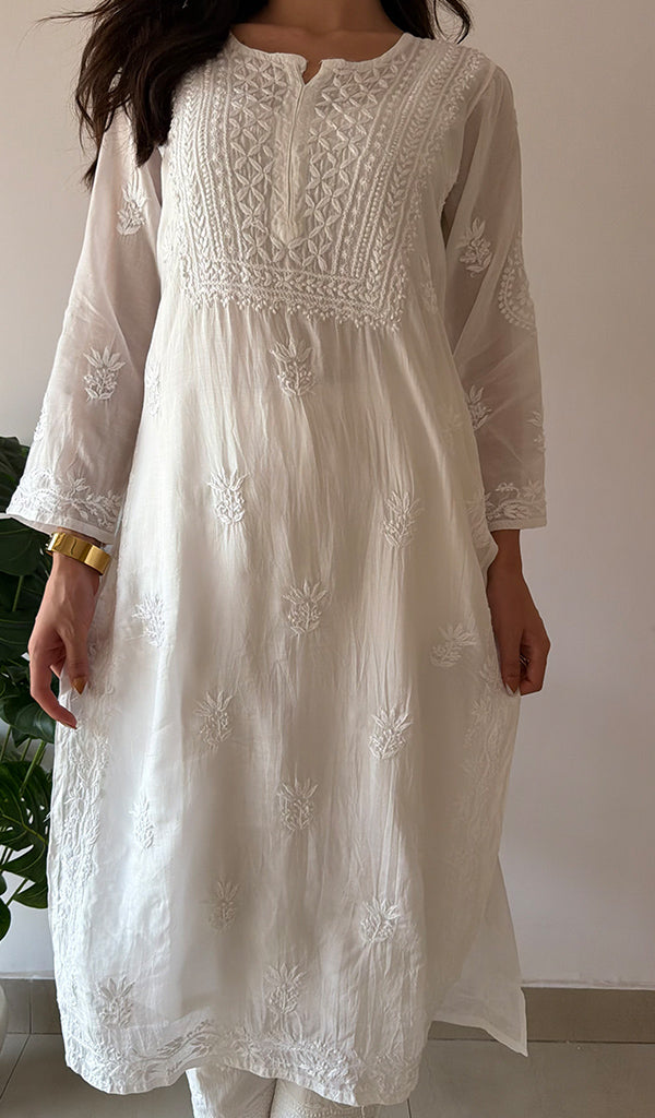 Women's Lakhnavi Handcrafted Cotton Chikankari Kurti - HONC0367967
