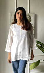 Load image into Gallery viewer, Women&#39;s Lucknowi Handcrafted  Pure Georgette Chikankari Top - HONC0269334
