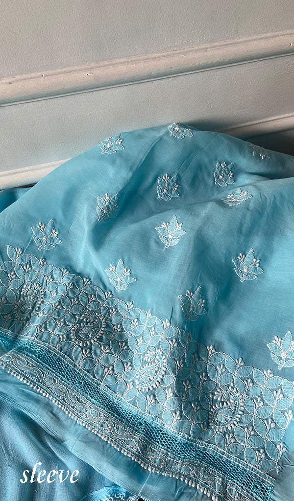 Women's Lakhnavi Handcrafted Cotton Unstitched Chikankari Suit Material - HONC0367378