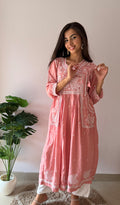 Fawziya Women's Lucknowi Handcrafted Cotton Angrakha - HONC0380461