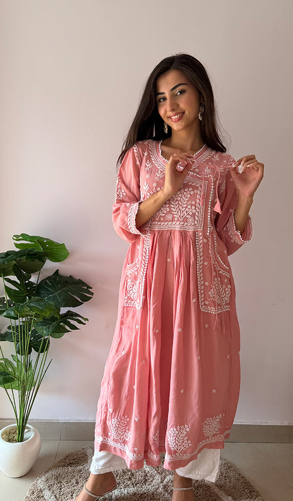 Fawziya Women's Lucknowi Handcrafted Cotton Angrakha - HONC0380461