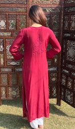 Load image into Gallery viewer, Asma Women&#39;s Lakhnavi Handcrafted Crepe Chikankari Kurti - HONC0218273
