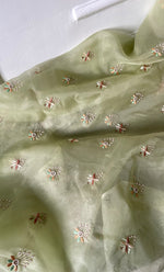 Load image into Gallery viewer, Women&#39;s Lakhnavi Handcrafted Pure Organza Chikankari Unstitched Kurta And Dupatta Set- HONC0237139
