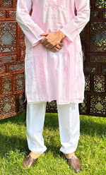 Load image into Gallery viewer, Men&#39;s Lucknowi Handcrafted Cotton Chikankari Kurta - HONC0303102
