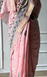 将图像加载到图库查看器中， Women&#39;s Lakhnavi Handcrafted Chanderi Silk Chikankari Saree - HONC0312052
