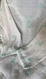Load image into Gallery viewer, Saziya Women's Lakhnavi Handcrafted Mul Chanderi Semi - Stitched Kurta And Dupatta Set - HONC0357405