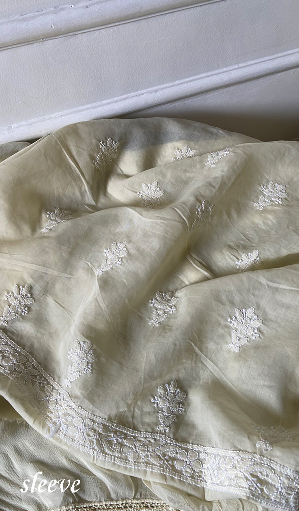 Women's Lakhnavi Handcrafted Cotton Unstitched Chikankari Suit Material - HONC0365125