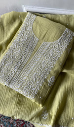 Load image into Gallery viewer, Women's Lakhnavi Handcrafted Mul Chanderi UnStitched Kurta And Dupatta Set - HONC0374449