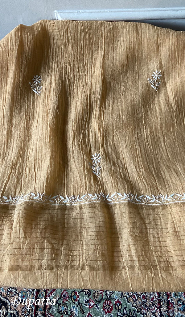 Aseel Women's Lakhnavi Handcrafted MUl Chanderi Unstitched Chikankari Full Suit - HONC0342157