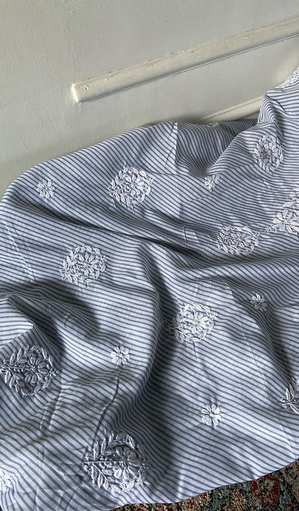 Women's Lakhnavi Handcrafted Cotton Chikankari Unstitched Kurti Fabric - HONC0364272
