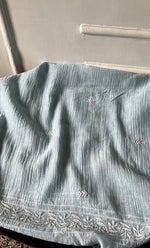 将图像加载到图库查看器中， Women's Lakhnavi Handcrafted Mul Chanderi Semi - stitched Chikankari Full Suit Material - HONC0333495