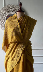 Load image into Gallery viewer, Women's Lakhnavi Handcrafted Chanderi Silk Chikankari Saree - HONC0340414