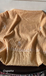 Load image into Gallery viewer, Women's Lakhnavi Handcrafted Mul Chanderi Unstitched Chikankari Full Suit Material - HONC0317046