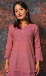 Load image into Gallery viewer, Women&#39;s Lakhnavi Handcrafted Cotton Chikankari Top - HONC0331502
