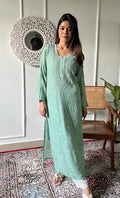 Fareeha  Women's Lakhnavi Handcrafted Viscose Georgette Chikankari Kurti - HONC0318834