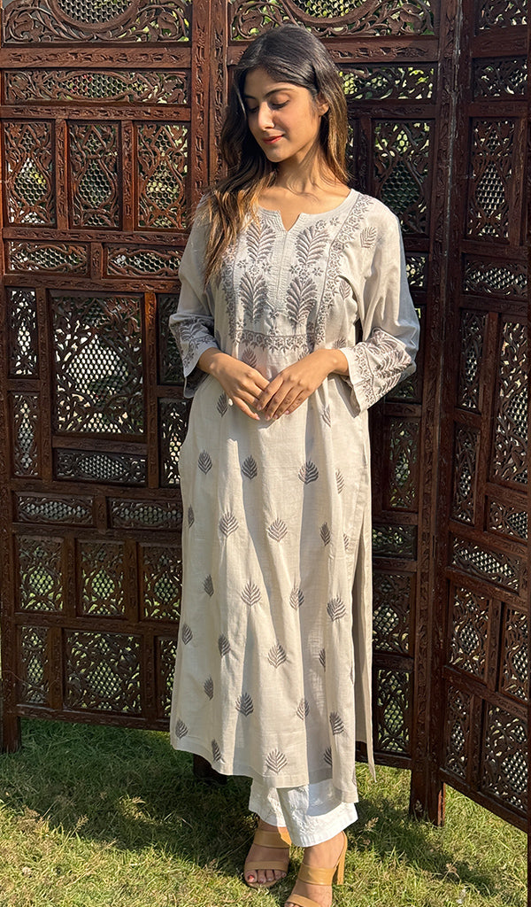 Women's Lucknowi Handcrafted Cotton Chikankari Kurti - HONC0232180