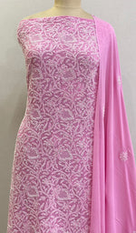 Load image into Gallery viewer, Women&#39;s Lakhnavi Handcrafted Pure Silk Georgette Chikankari Suit Material - HONC0180248
