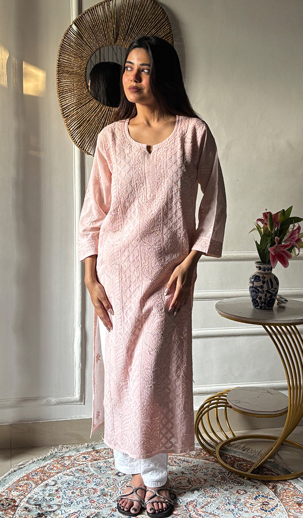 Shejali Women's Lakhnavi Handcrafted Cotton Chikankari Kurti - HONC0344144