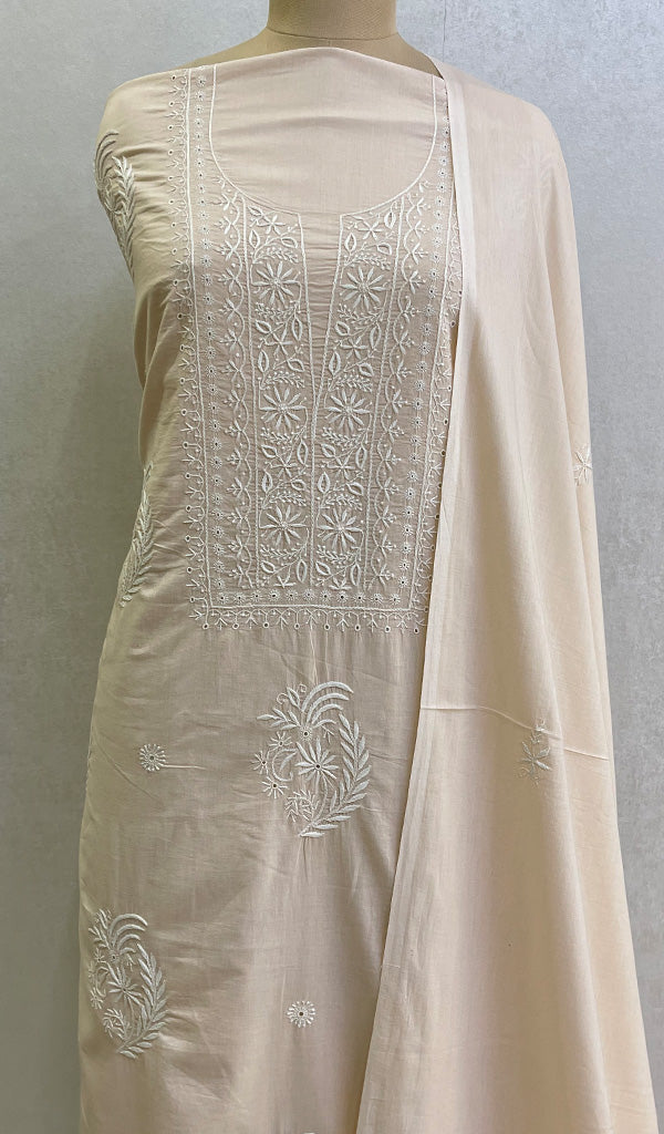 Women's Lakhnavi Handcrafted Cotton Chikankari Kurta And Dupatta Set- HONC0113313