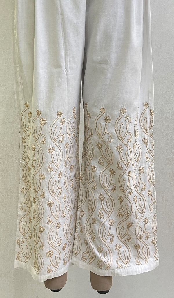 Buy Wahe-NOOR Women's Off-White Full Chikankari Rayon Palazzo Online at  Best Price | Distacart