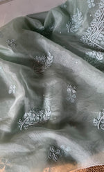Load image into Gallery viewer, Women&#39;s Lakhnavi Handcrafted Organza Chikankari Unstitched Full Suit Material - HONC0287038

