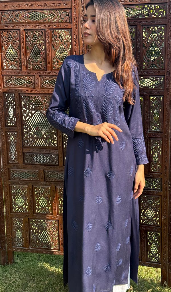 Women's Lucknowi Handcrafted Cotton Chikankari Kurti - HONC0232225