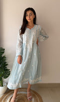 Fariah Women's Lucknowi Handcrafted Mul Chanderi Chikankari Kurti - HONC0272413