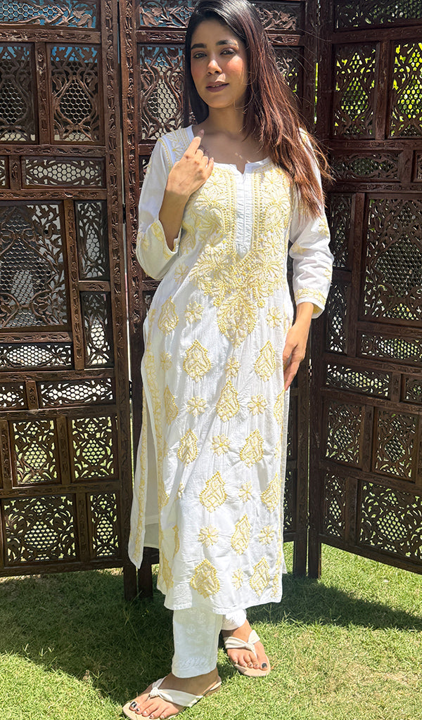 Women's Lucknowi Handcrafted Cotton Chikankari Kurti - HONC0273978