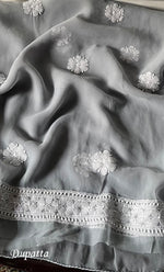 Load image into Gallery viewer, Women's Lucknowi Handcrafted Faux-Georgette Chikankari Suit Material - HONC0274416