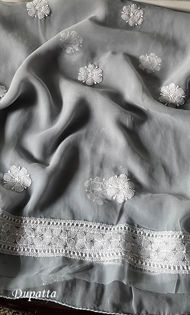 Women's Lucknowi Handcrafted Faux-Georgette Chikankari Suit Material - HONC0274416