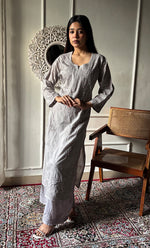 Load image into Gallery viewer, Women's Lakhnavi Handcrafted Cotton Chikankari Kurta And Palazzo Set - HONC0286950