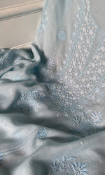 Load image into Gallery viewer, Women&#39;s Lakhnavi Handcrafted Mul Chanderi Chikankari Full Suit Material - HONC0287087
