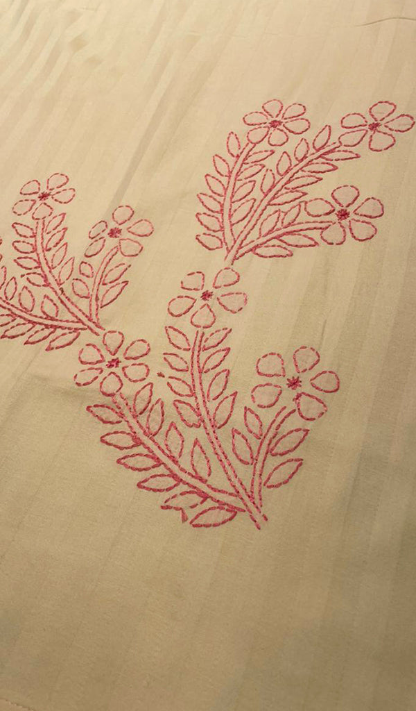 Lakhnavi Handcrafted Cotton Chikankari Bedsheet Set - HONC031718
