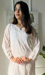 Load image into Gallery viewer, Women&#39;s Lucknowi Handcrafted Cotton Chikankari Kurti - HONC0303600
