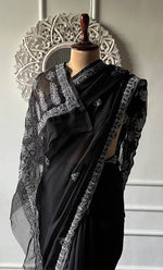Load image into Gallery viewer, Women's Lucknowi Handcrafted  Faux-Georgette Chikankari Saree - HONC0188877