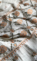 Load image into Gallery viewer, Women's Lakhnavi Handcrafted Unstitched Mul Chanderi Kurta And Dupatta Set - HONC0323577