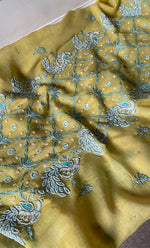 Load image into Gallery viewer, Women&#39;s Lakhnavi Handcrafted Unstitched Mul Chanderi Kurta And Dupatta Set - HONC0295586
