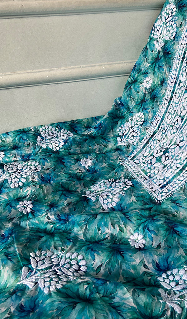 Women's Lakhnavi Handcrafted Cotton Chikankari Unstitched Kurti Fabric - HONC0315333