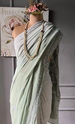 Load image into Gallery viewer, Women&#39;s Lakhnavi Handcrafted Pure Silk Georgette Chikankari - HONC0287581
