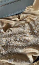 Load image into Gallery viewer, Women&#39;s Lakhnavi Handcrafted Munga Silk Unstitched Chikankari Kurta And Dupatta Set- HONC0259727

