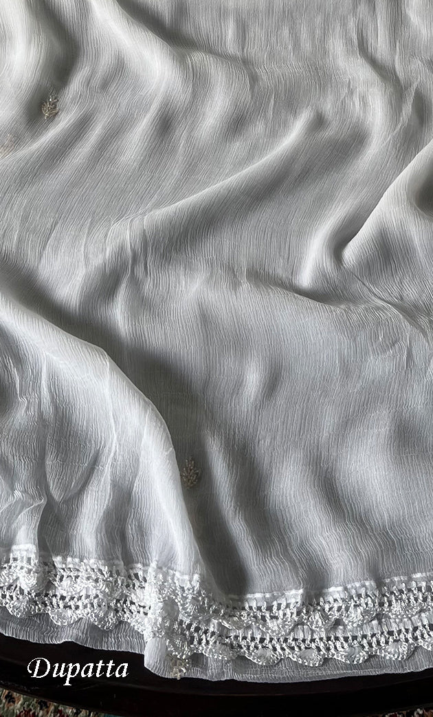 Ashima Women's Lucknowi Handcrafted Muslin Chikankari Unstitched Suit Material - HONC0243934