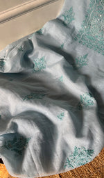 Load image into Gallery viewer, Women&#39;s Lakhnavi Handcrafted Mul Chanderi Chikankari Full Suit Material - HONC0287083
