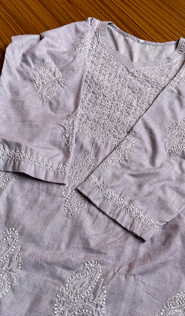 Women's Lucknowi Handcrafted  Cotton Chikankari Kurti - HONC0301067